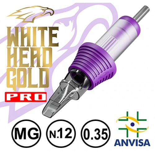 CARTUCHO COM AGULHA WHITE HEAD GOLD 0,35mm Ref.25M-12 PRO